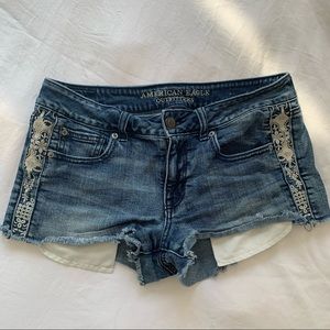 AE Low Rise Jean Shorts w/ Embroidery on the sides